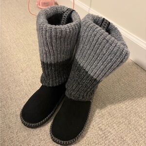 Gray and Black Knit Boots